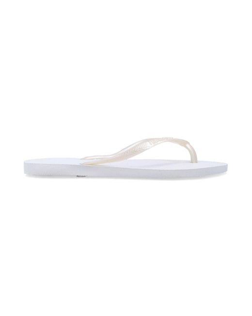 Havaianas White Slim Logo Flip-Flops