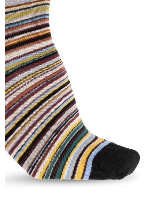 Paul Smith Signature Stripe Socks 6 Pack in het Black