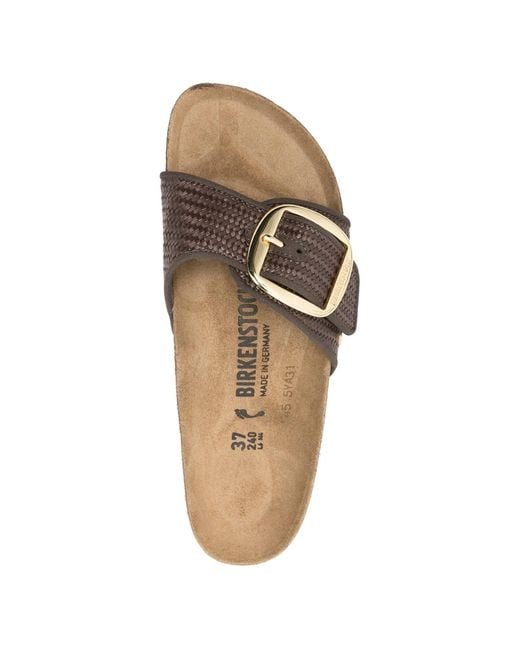 Birkenstock White Madrid Big Buckle Carafe, Raffia