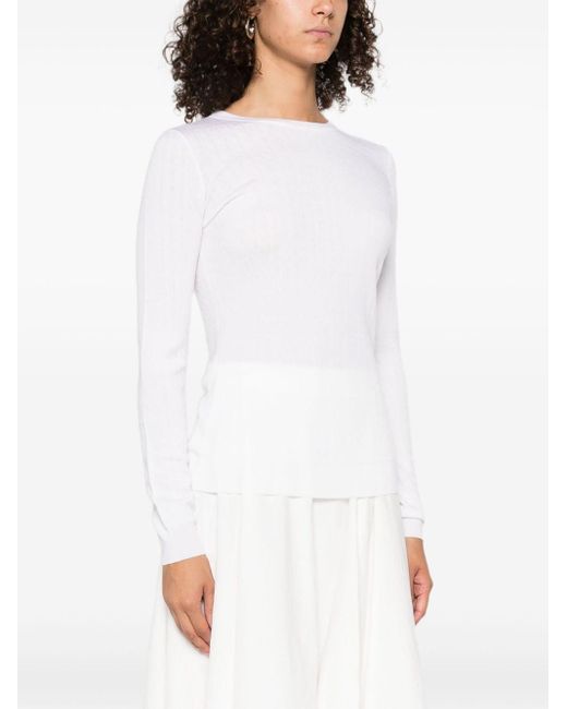 Elisabetta Franchi Geribbelde Trui Met Lange Mouwen in het White