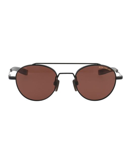 Dita Eyewear Brown Matte Polar Acetate + Metal Sunglasses