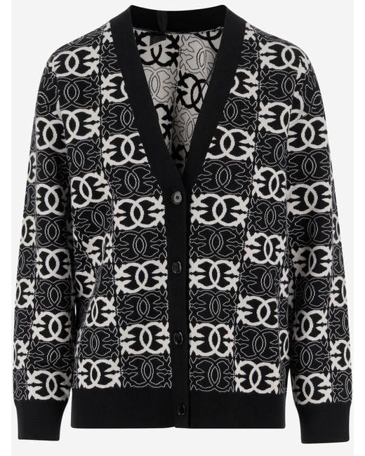 Pinko Love Birds Knit In Viscose Blend in het Black