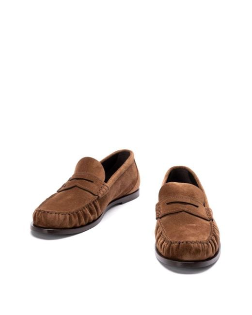Saint Laurent Brown Laurent Suede Loafers