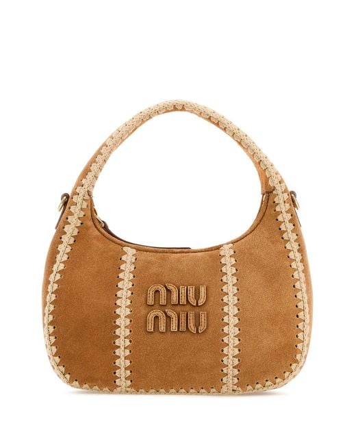 Miu Miu Brown Beige Suede Handbag
