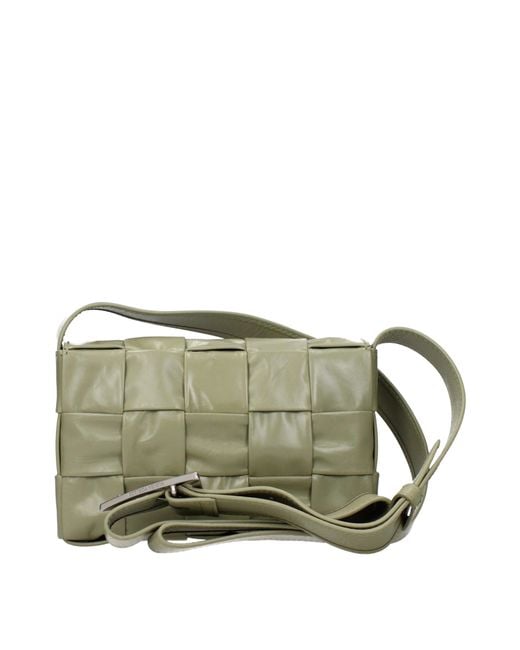 Bottega Veneta Green Cassette Crossbody Bag/Travertine Leather