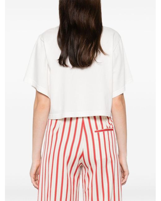 Forte_forte White Embroidered Cotton T Shirt
