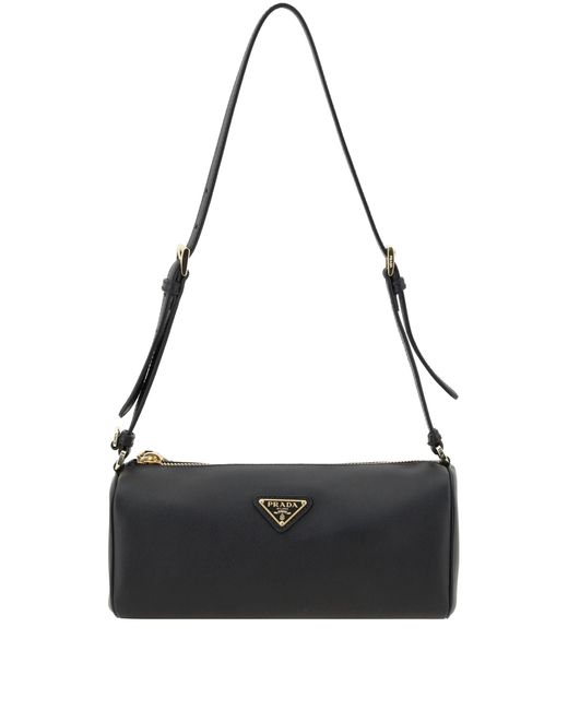 Bolso De Hombro Con Logo Triangular Prada de color Black
