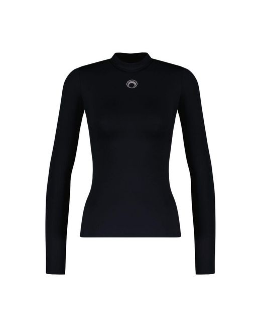 Camiseta Cuello Alto Moon Logo Strass Nylon Negro MARINE SERRE de color Black