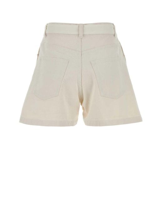 Sacai White Polyester And Denim Shorts