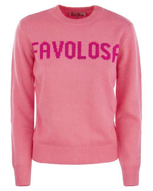 Mc2 Saint Barth Wool En Cashmere Blend Jumper Met Favolosa -borduurwerk in het Pink
