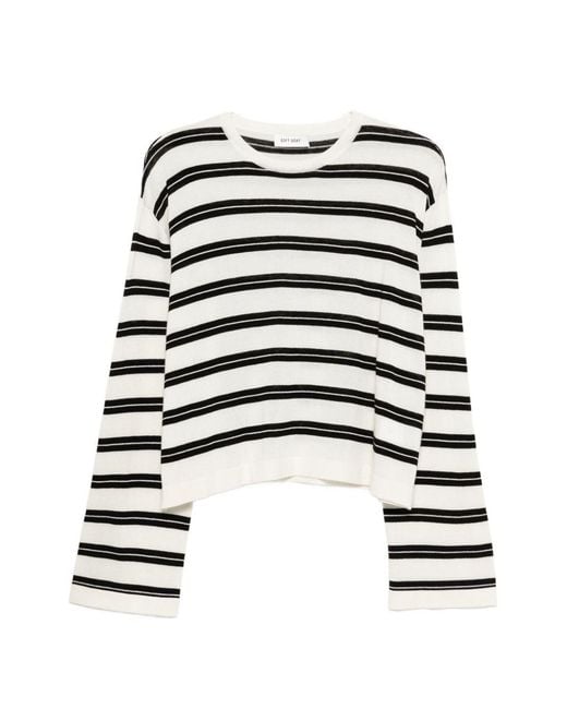 Soft Goat White Horizontal Stripe Top