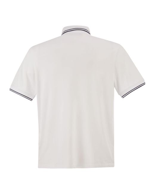 Stone Island White Slim Fit Short Sleeve Polo Shirt With Compass Patch