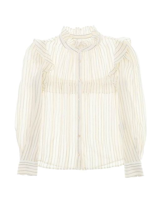 "Blusa de algodón rayado por identificación Isabel Marant de color White
