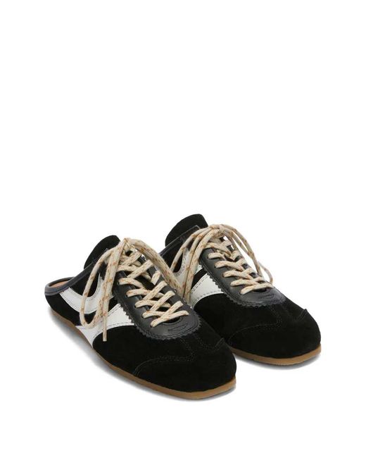 Dries Van Noten Black Suede-Stripe Sneaker Mules