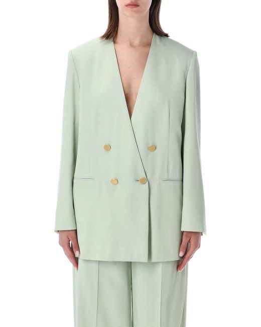 Alberta Ferretti Green Elegant Double-Breasted Jacket