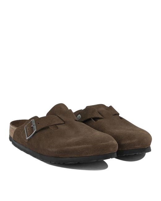 Birkenstock Brown Boston Suede Leather Rubber Sandals