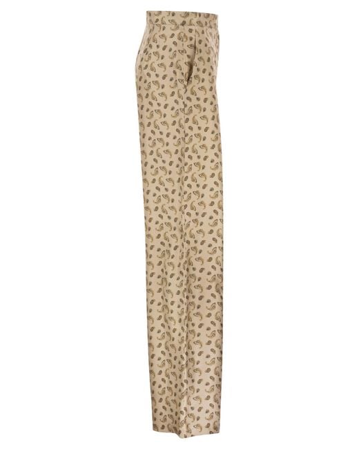 Max Mara Natural Mstfuxia – Silk Palazzo Trousers With Paisley Print