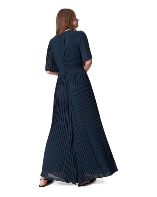 Twinset Blue Dark Pleated Jumpsuit