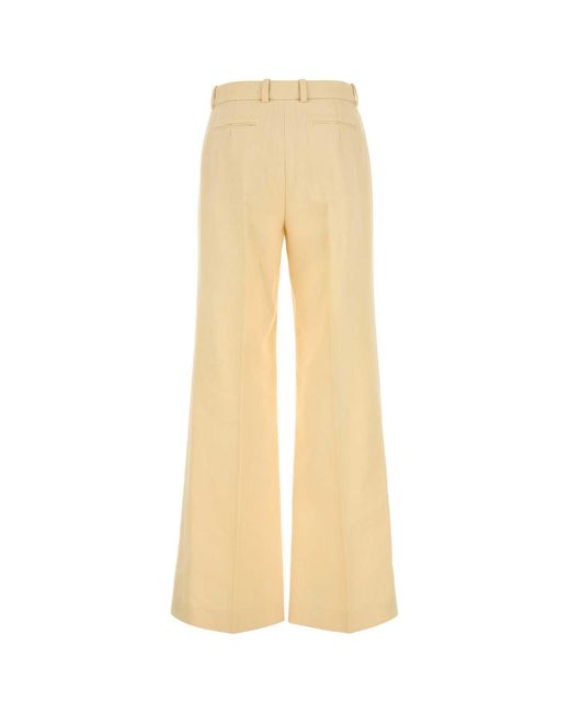 Chloé White Cream Canvas Wide-Leg Pant