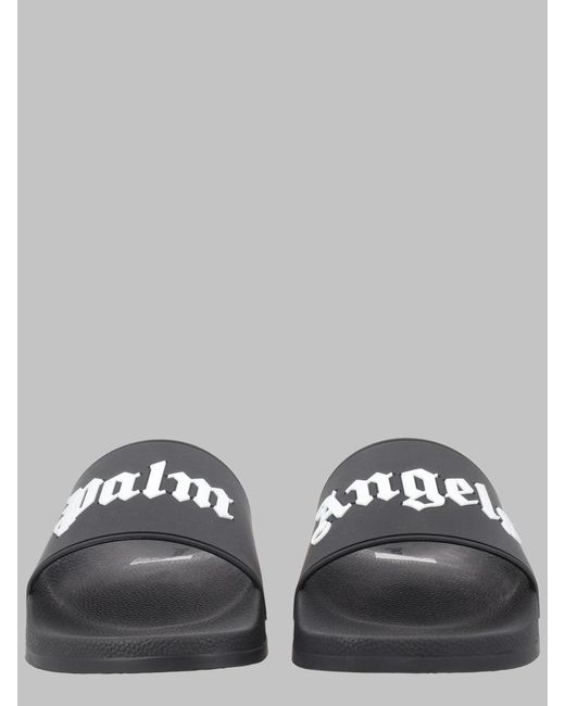 Palm Angels Metallic Slide Sandals With Logo