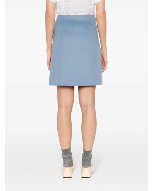 P.A.R.O.S.H. Blue High-Waist Wool Skirt
