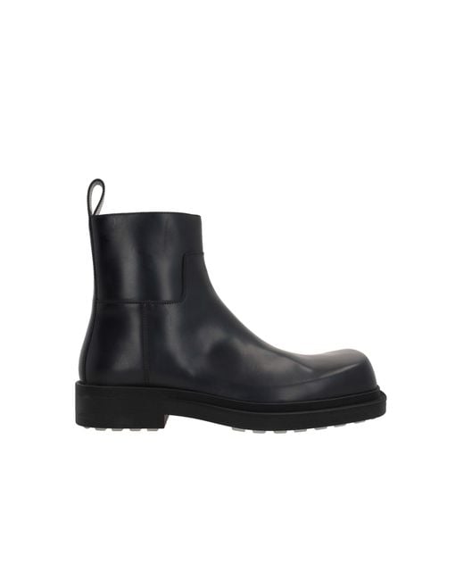 Bottega Veneta Black Leather Ben Ankle Boots for men