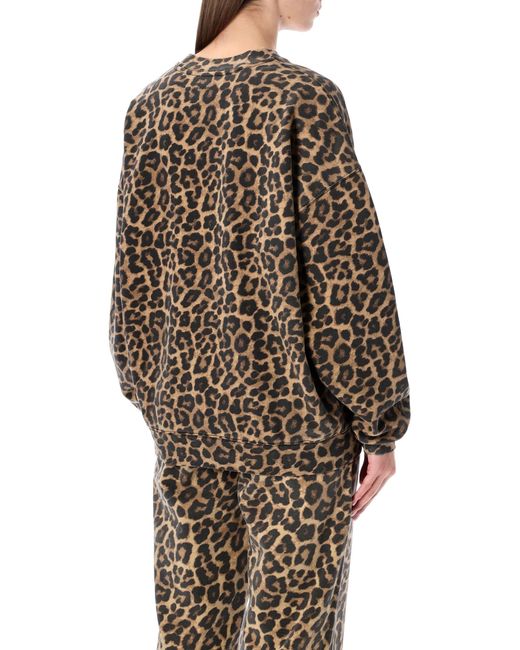 Anine Bing Multicolor Oversized Leopard Print Cotton Miles Sweatshirt