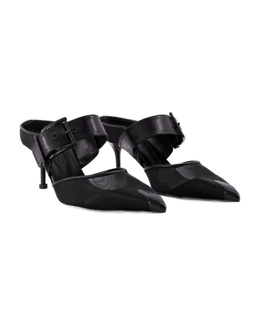 McQueen Black Punk Buckle Pumps