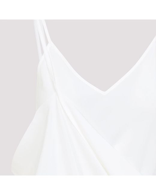 MM6 by Maison Margiela White Draped Silk Mini Dress With Adjustable Straps