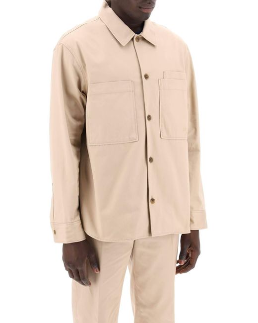 Maison Kitsuné Cotton Gabardine Overshirt in Natural für Herren