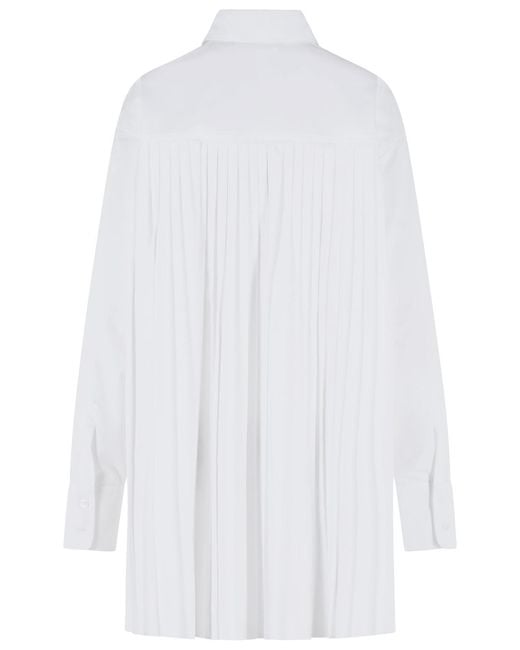 Sportmax White 'Nespolo' Cotton Blend Shirt Dress