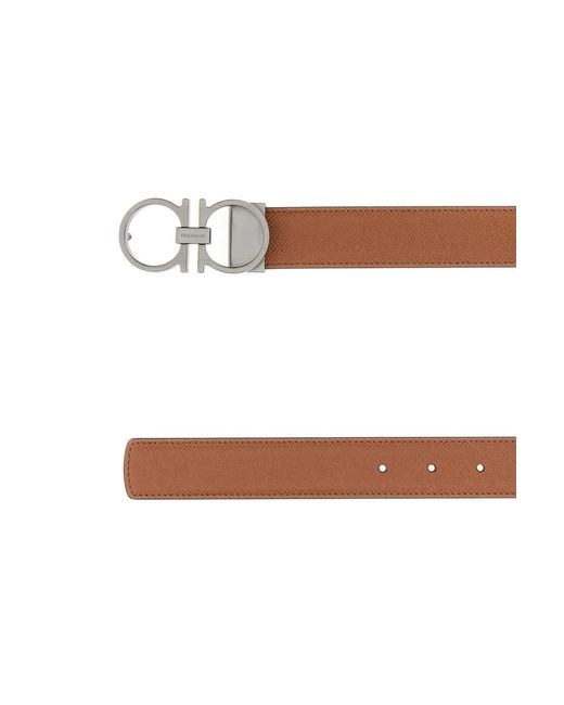 Ferragamo White Salvatore Biscuit Leather Reversible Belt for men