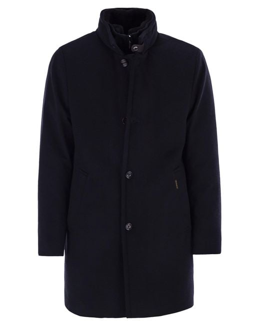 Moorer Blue Bond Single Breasted Cashmere Coat for men