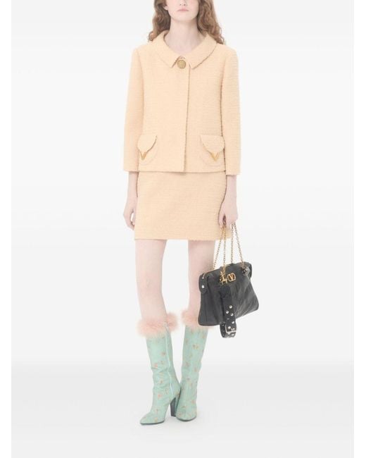 Valentino Natural Vlogo Signature Wool Skirt