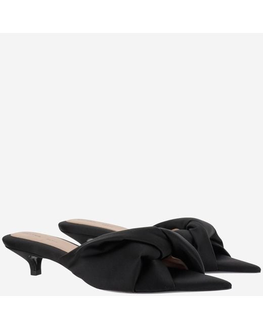 Carven Black Satin Heeled Sandals