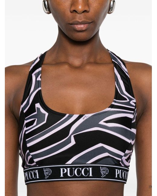 Emilio Pucci Black Printed Bra