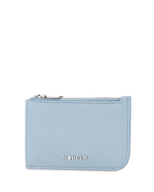 McQueen Blue Light Leather Card Holder for men