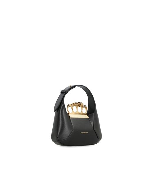 Alexander McQueen Black Jeweled Hobo Mini -Tasche