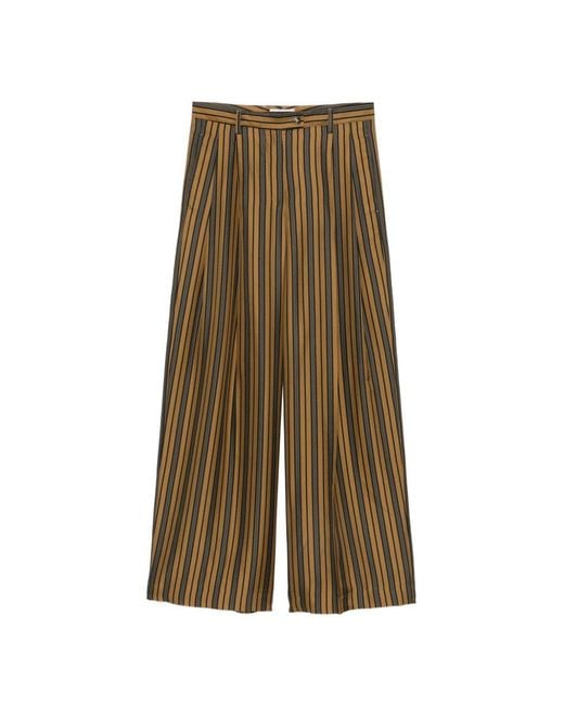 Alberto Biani Natural Striped Silk Trousers