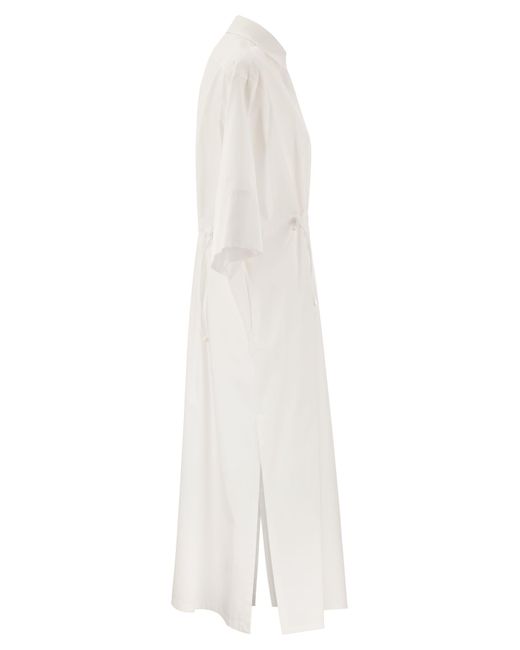 Max Mara Eulalia Long Cotton And Silk Chemisier -jurk in het White