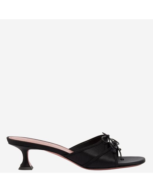 AMINA MUADDI Black Silk Slippers Eleonora