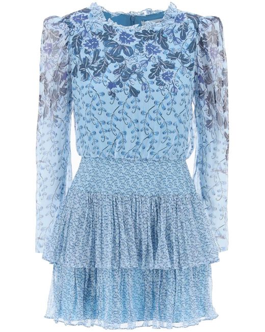 "mini robe en mousseline de soie Ava B Saloni en coloris Blue