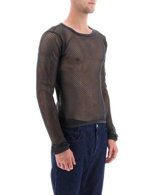 Raf Simons Langarm Fishnet Strick -T -Shirt in Gray für Herren