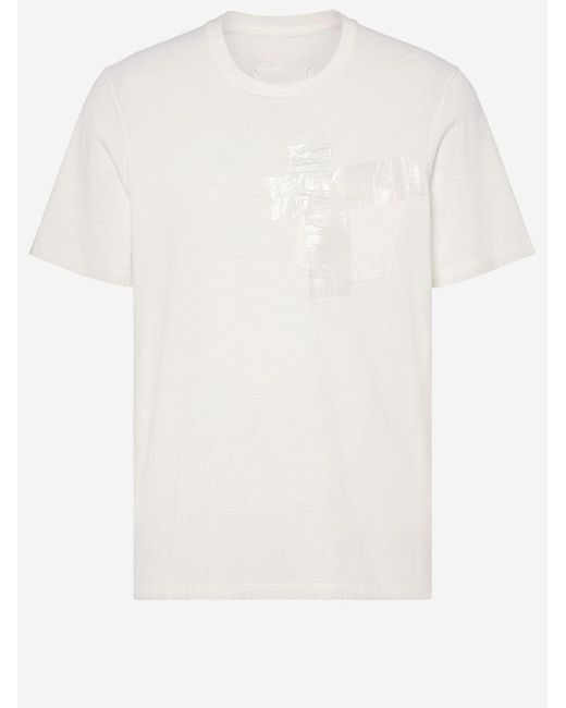 Maison Margiela White T-Shirt With Adhesive Tape Detail Cotton for men