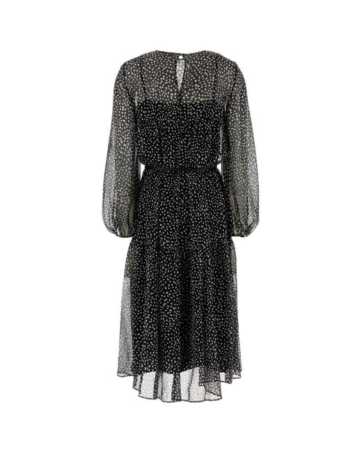 Max Mara Black Printed Silk Campo Dress