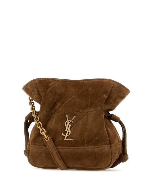 Saint Laurent Brown Suede Mini Jamie Bucket Bag