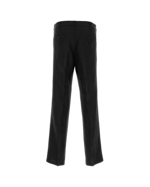 Prada Black Flat Front Pants for men