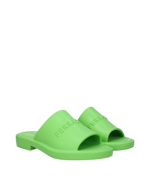 Ferragamo Green Geneva Flip Flops And Clogs/Lime Rubber