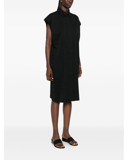 Totême Black Button-Fastening Sleeveless Midi Shirt Dress