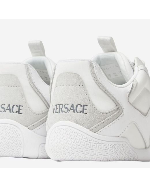 Versace White Leather Sneakers With Greek Motif for men